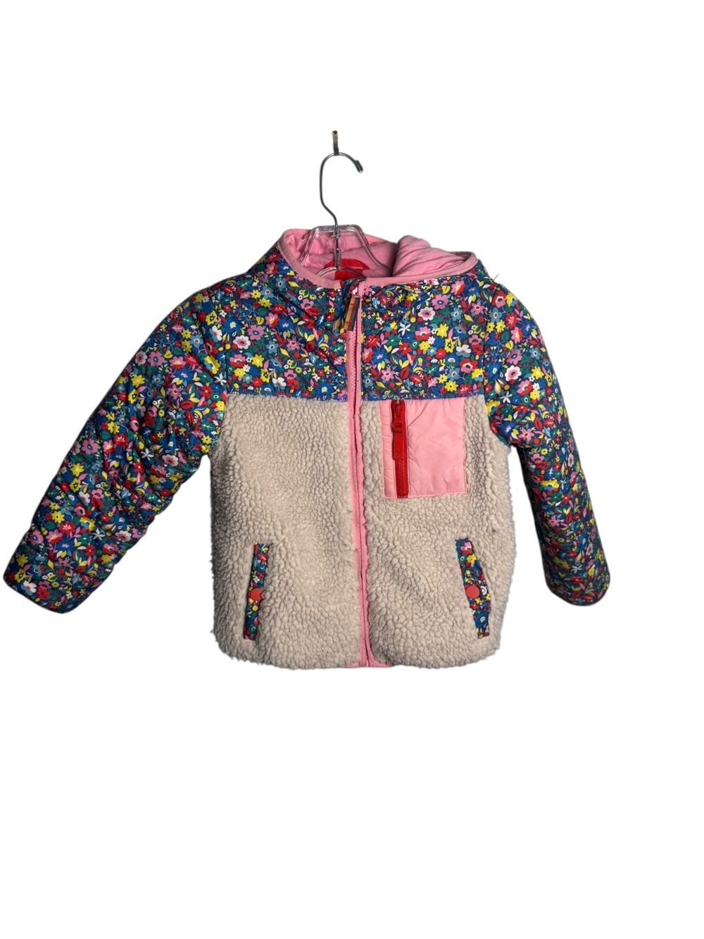 Mini Boden Colourblock Borg Jacket size 5-6Y - Picture 2 of 5
